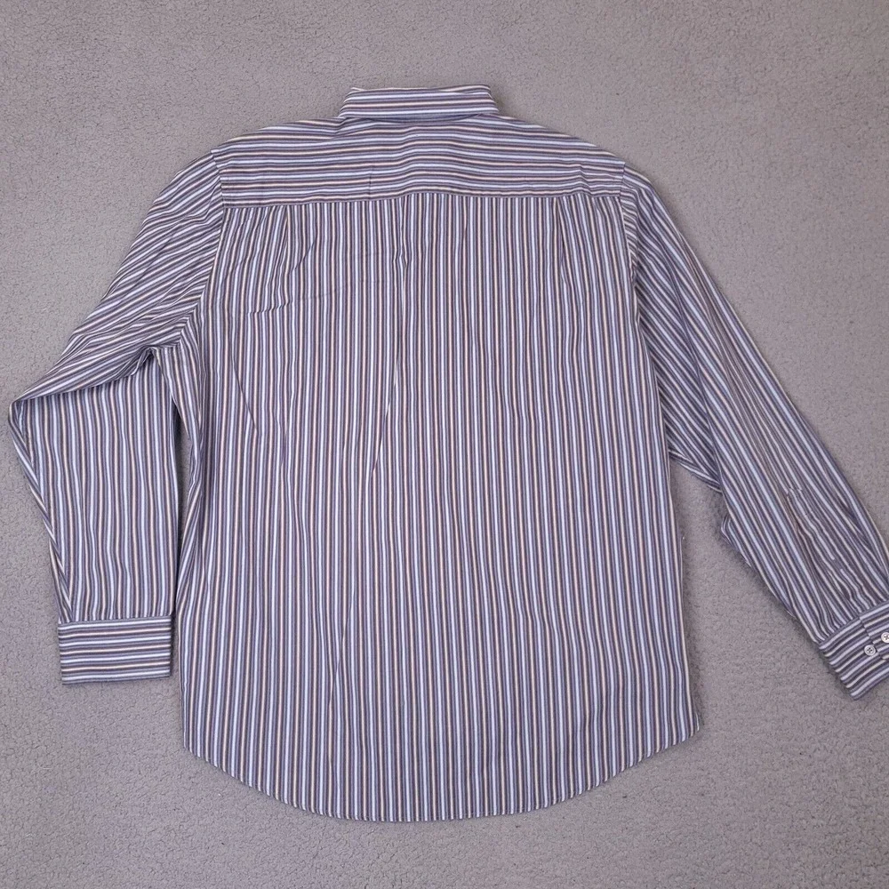 Banana‎ Republic Shirt Mens XL 17-17.5 Blue Striped Long Sleeve Button Up